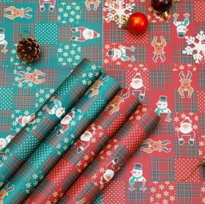 좋은 가격 꽃집 선물 포장지, 산타클로스와 눈사람 디자인, 방수 크라프트지 온라인으로