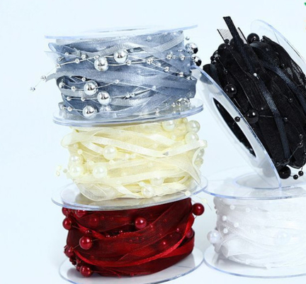 좋은 가격 진주 사랑 가스 진주 사슬 리본 꽃 포장 재료 진주 머리 액세서리 선물 DIY 리본 1cm / 5m 색상 단속성 온라인으로