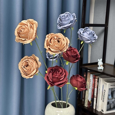 좋은 가격 시뮬레이션 꽃, 3 장미, 결혼식 가정 장식, 손으로 만든 꽃다발 장면 편의, 국경 횡단 가짜 꽃 장식 온라인으로