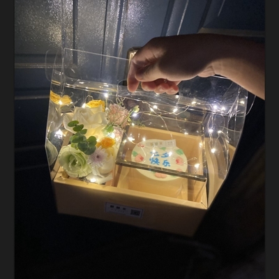 좋은 가격 Flower cake box, transparent pvc folding fruit flower box, Valentine's Day hand-held flower arrangement box, and popular flower gift box 온라인으로