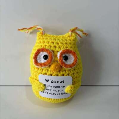 좋은 가격 New Positive Potato Handmade Inspirational Crochet Knitted Doll Emotional Support Cute Knitted Positive Wise Owl 온라인으로