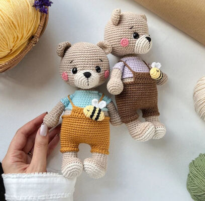 좋은 가격 Handmade Crochet Amigurumi Bear Doll Baby Soft Teddy Animal Toy for Kids 온라인으로
