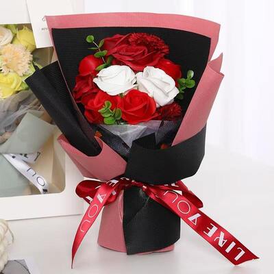 좋은 가격 11개의 머리 인위적인 장미  carnation 비누 꽃 줄기 엄마의 날 & 발렌타인 데이 선물 온라인으로